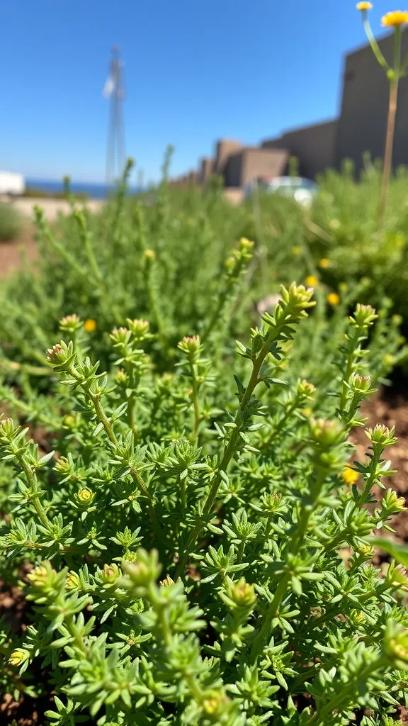 A vibrant patch of thyme growing in a sunlit garden