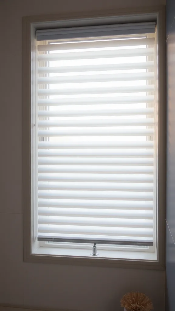 Translucent window blinds in a bathroom window