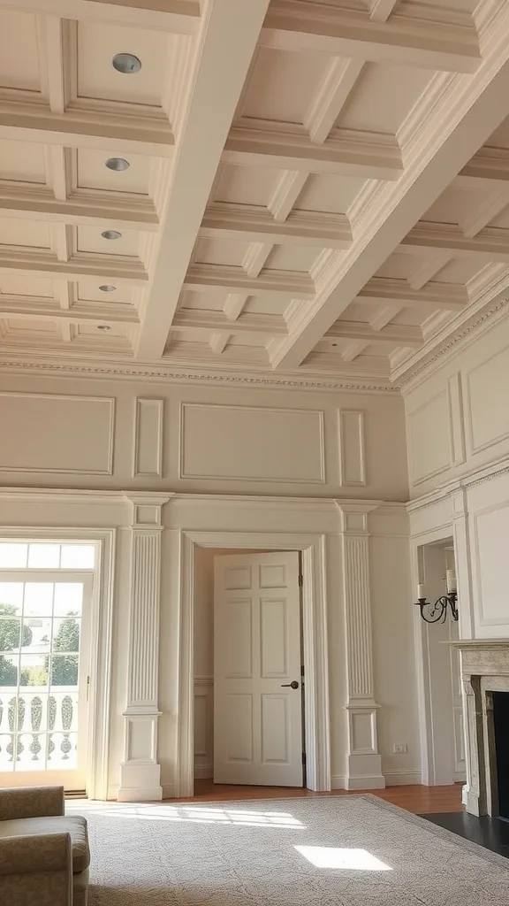 Crown molding details in a classic colonial living room